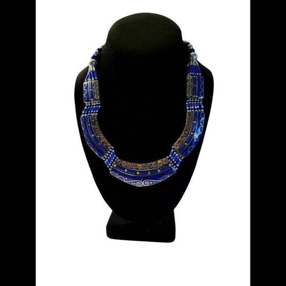 New Handmade Tibetan Necklace - Blue Lapis and Tibetan Silver - Picture 1 of 9